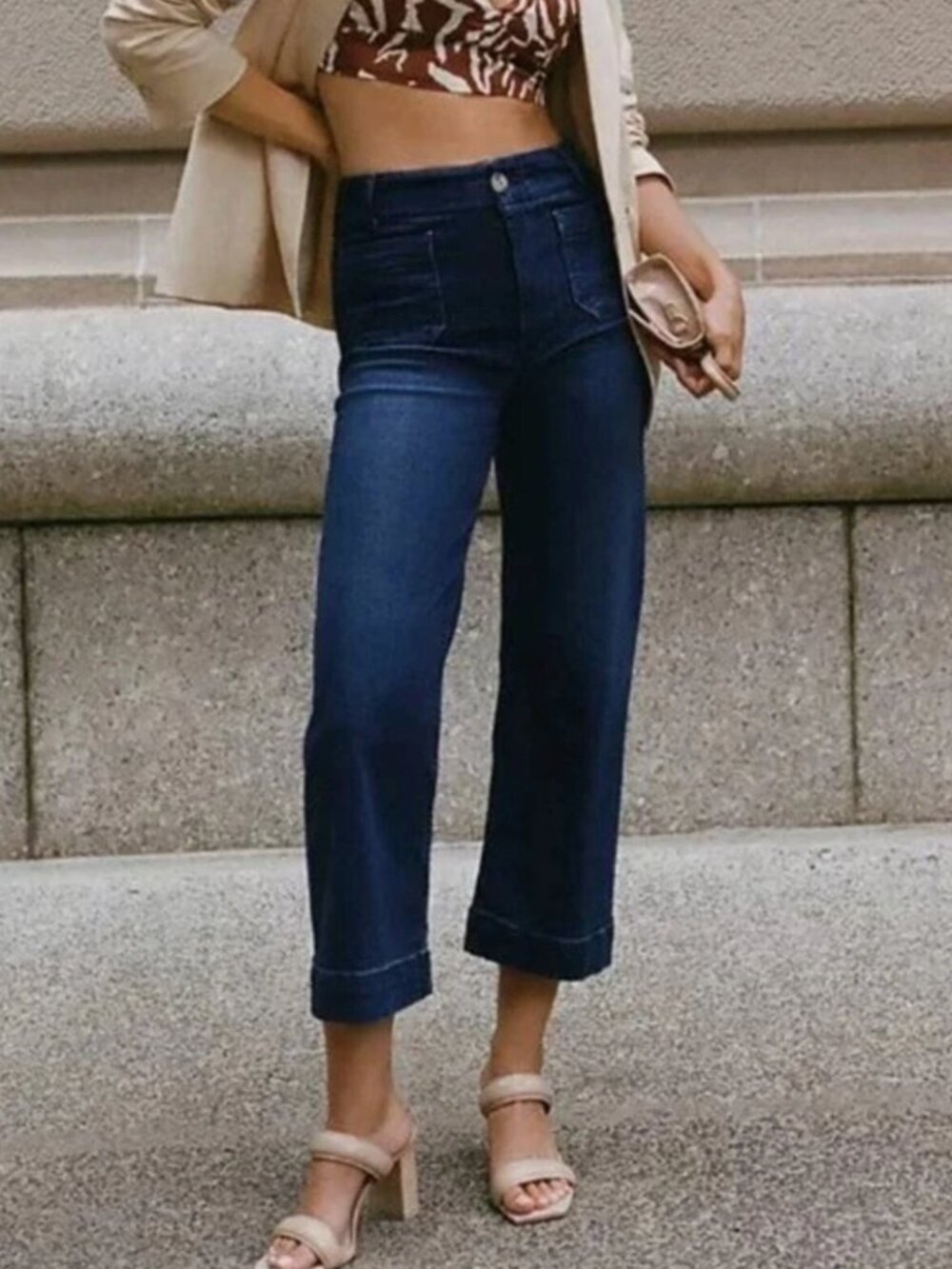 Anthropologie - Pilcro - The Skipper Wide Leg Crop Dark Denim Jean - Size 26